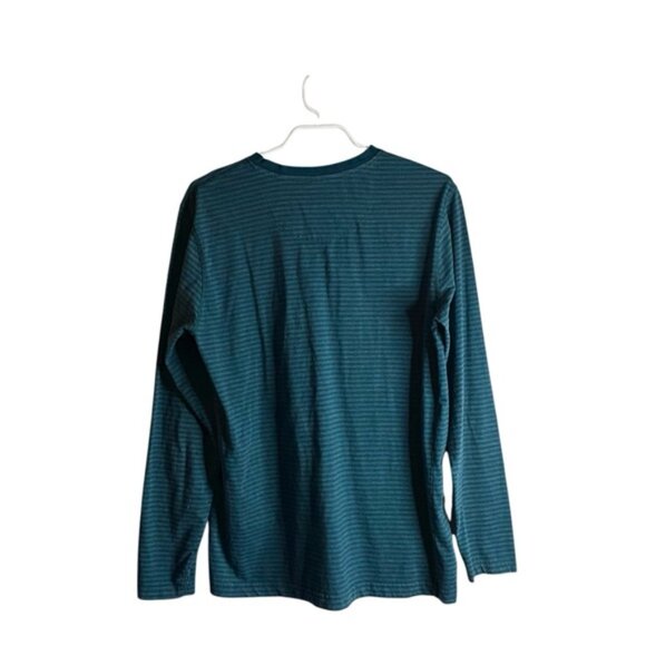 US Polo ASSN Men's Teal Striped Long Sleeve Crewneck Shirt - Picture 6 of 7